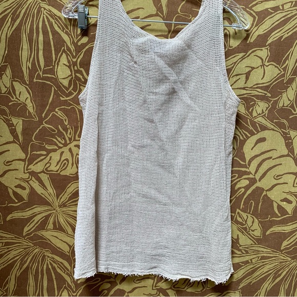 Belle France Boho Beige Sleeveless Mesh Vest and Tank Set Cardigan Duster - Picture 4 of 7